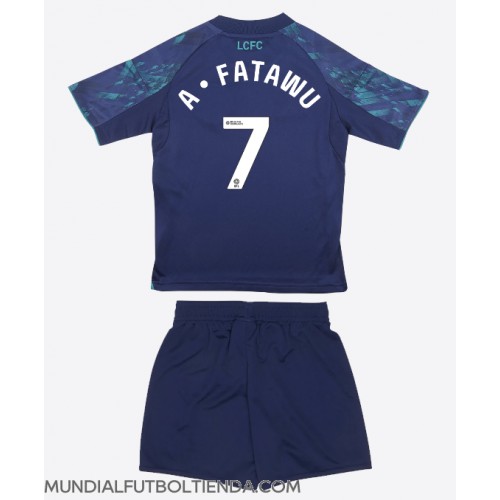 Camiseta Leicester City Issahaku Fatawu #7 Segunda Equipación Replica 2025-26 para niños mangas cortas (+ Pantalones cortos)